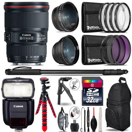 Canon 16-35mm IS USM + Speedlite 430EX III-RT - 3 Lens Kit - 32GB Accessory Kit
