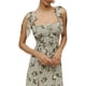 thumbnail image 4 of Vestido largo elegante con escote cuadrado y estampado floral para mujer, estilo vintage, informal, con tirantes y abertura, 4 of 6