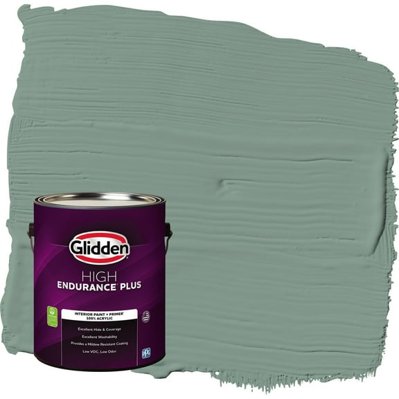 Glidden HEP Paradise Found / Green Flat Interior Paint with Primer, 1 Gallon
