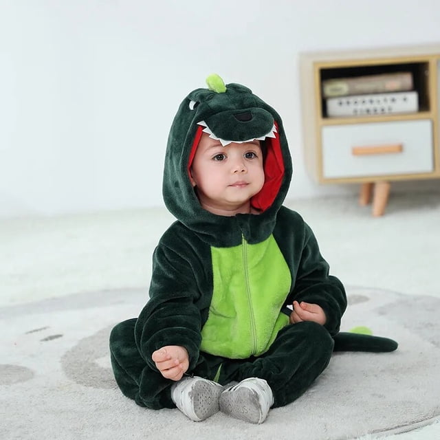 Pelele infantil de dinosaurio para bebé, mono de franela con dibujos de animales, ropa para recién nacido, traje con capucha para bebé