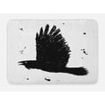 thumbnail image 1 of Black Crow Bath Mat, Grunge Hand Drawn Ink Sketch of Flying Bird Gothic Art Paint Drops, Plush Bathroom Decor Mat with Non Slip Backing, 29.5" X 17.5", Charcoal Grey and White, by Ambesonne, 1 of 2