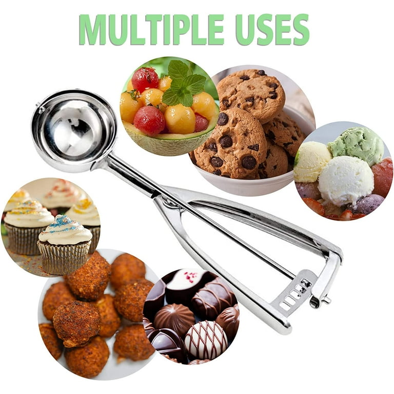 Cookie Scoop Set, Tuilful Ice Cream Scoops Set of 3 with Trigger, 18/8 Stainless  Steel