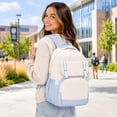 thumbnail image 7 of QWKLEAJ Aesthetic Laptop Backpack for Teen Girls & College Women,Two Tone Color Block School Bookbag with Small Coin Purse,Multi-Pocket Waterproof Daypack for School & Travel & Daily Use Blue, 7 of 7