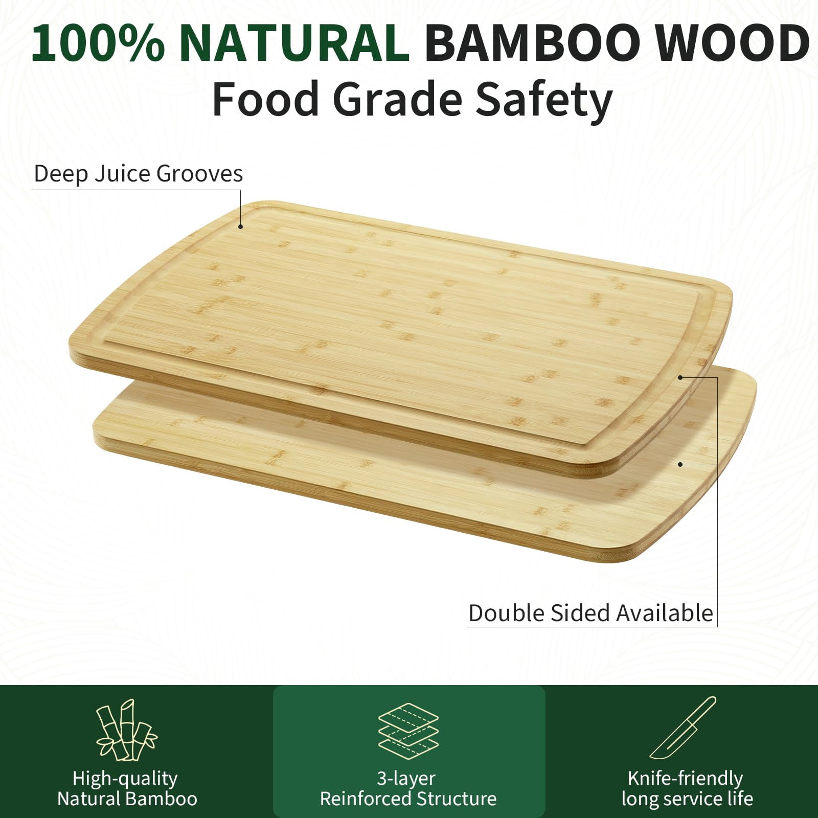 Extra Large Bamboo Cutting Board 30x20 Inch Wood Gas Stove Top Cover, Chopping Board with Deep Juice Grooves, Reversible & East to Clean for Home Restaurant Kitchens
