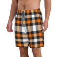 thumbnail image 2 of Fotbe Orange Plaid Trajes de Baño Estampados para Hombre, Shorts de Verano de Secado Rápido, Ropa de Playa, Bañadores-3X-Large, 2 of 6