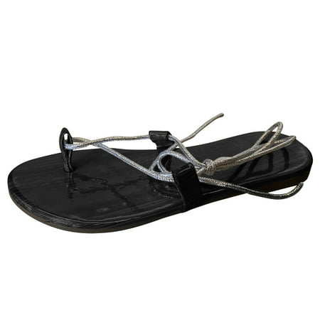 

NECHOLOGY Dress Sandals for Women Low Heel Comfort With Strappy Women Shoe Summer Open Cross Glitter Sandals for Women Black 8