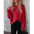 thumbnail image 4 of HA-EMORE Womens Crewneck Long Sleeve Pullover Sweaters Solid Color Cable Knit Casual Loose Fit Chunky Sweater Tops, 4 of 5