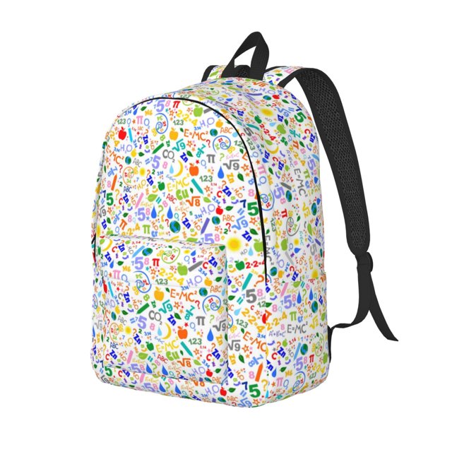 Disketp Education And Science print Canvas Backpack Lightweight Travel Daypack Student Rucksack Laptop Backpack-Medium