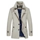 thumbnail image 2 of Cortavientos de otoño para hombre Gabardina larga informal para hombre Abrigo de color liso para hombre, 2 of 4