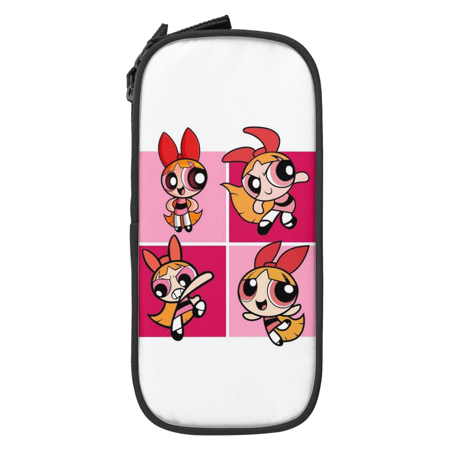 The Powerpuff Gi-rls Pencil Case Large Capacity Pencil Pouch Penbag Office Stationery Organizer Travel Makeup Bag Black