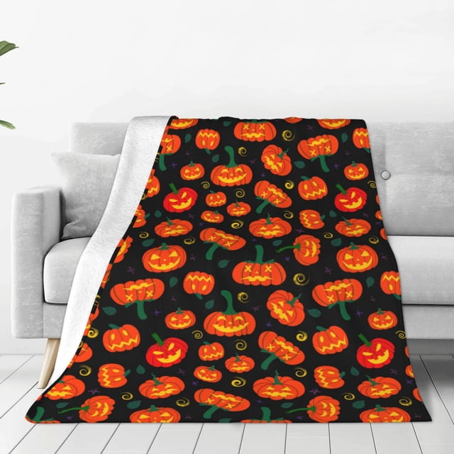 Balery Pumpkin Fallen Leaves Manta de Felpa Suave y Acogedora – Cobija de Franela Aterciopelada para Cama, Lavable y Cálida para Sofá, Mascotas, Transpirable-40"x30"