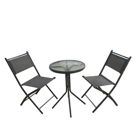 Juego De Comedor Mueble Exterior Para Jardín Mesa y 2 Sillas gris