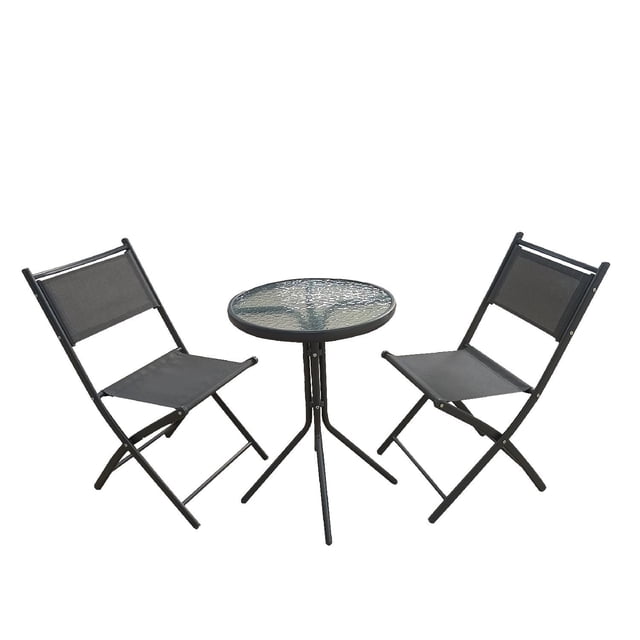 Juego De Comedor Mueble Exterior Para Jardín Mesa y 2 Sillas gris