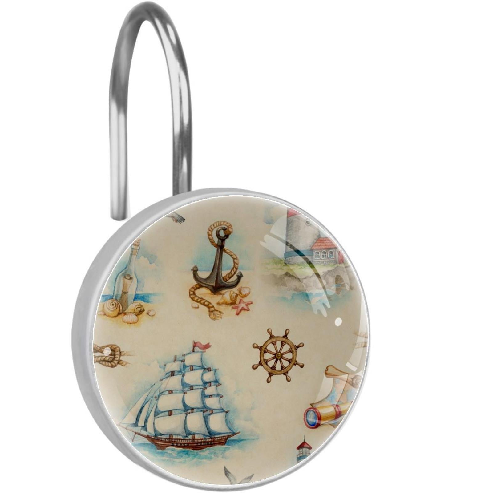 Anchor Shower Curtain Hooks（Set of 12）for Home Hotel Shower Rods