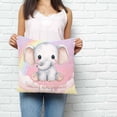 thumbnail image 3 of Throw Pillow Covers 20x20 Inch, Elephants Decorative Pillow Cases for Couch Sofa Bed, Cute Rainbow Clouds Pink Purple Cotton Linen Square Home Decor Pillowcases with Hidden Zipper, 3 of 7