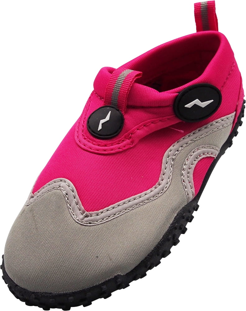 Norty Children's Boy's Girl's Kids Skeletoe Beach Pool Slip On Aqua Sock Water Shoe 40321-4MUSBigKid Fuchsia-Grey