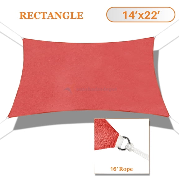 Sunshades Depot 14' x 22' Sun Shade Sail Rectangle Permeable Canopy Red Custom Size Available Commercial Standard