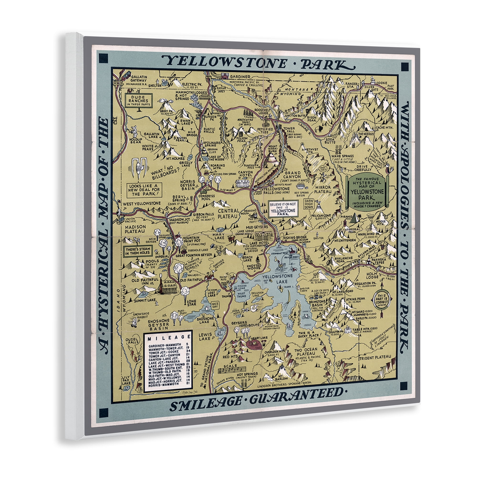 Stupell Industries Vintage Yellowstone Map History & Language Painting Unframed Art Print Wall Art, 12 x 12