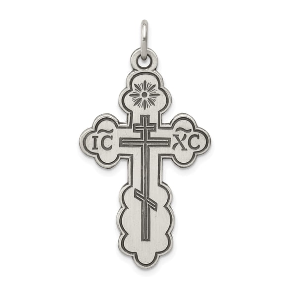 925 Sterling Silver Eastern Orthodox Cross Shaped Pendant