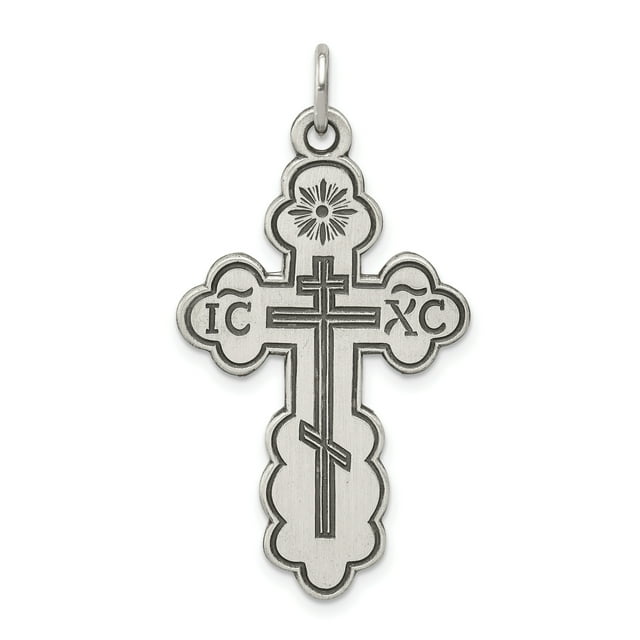 925 Sterling Silver Eastern Orthodox Cross Shaped Pendant