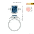 thumbnail image 4 of ANGARA Natural Cushion 3.2 ct London Blue Topaz Halo Ring with Trio Diamonds in 14K White Gold for Women (Size-10x8mm) | November Birthstone Jewelry for Women | London Blue Topaz Ring (Ring Size - 8), 4 of 9