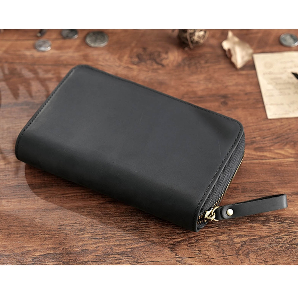 Traditional Fashion Genuine Cattlehide Pencil Case With Multiple Compartment Thin Plan For Students