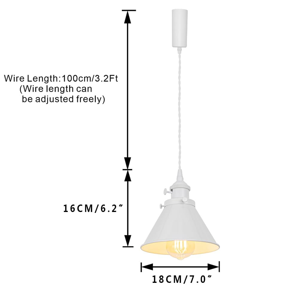 KAYYELAMP 1x Plug in Cable Track Rail, 2X Adjustable Cord White Track Lighting Fixtures White E26 Base H-Type Vintage Design for Kitchen Loft(No Bulb)