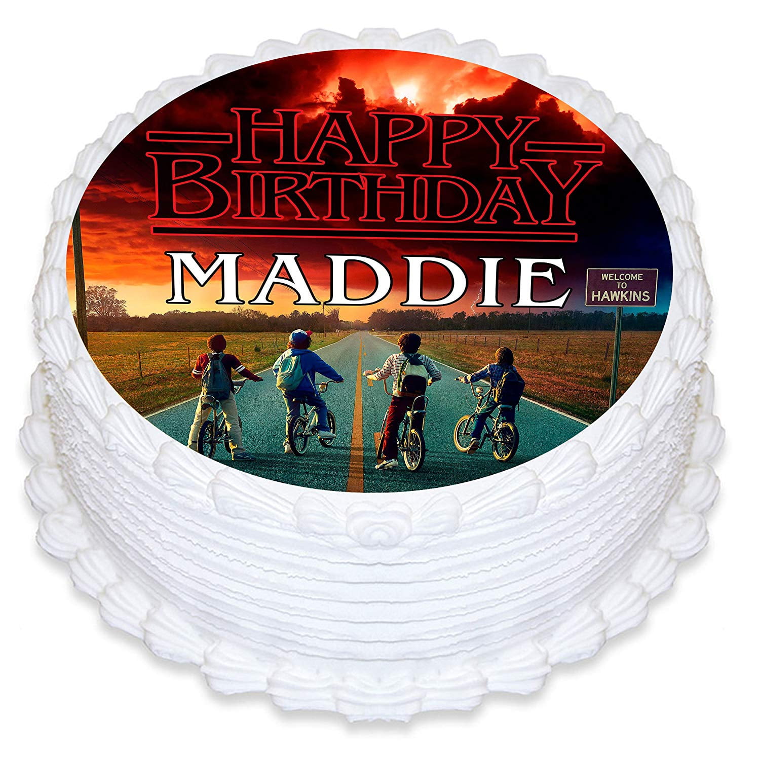 Stranger Things Inspired Unofficial Edible icing Cake Topper 8 inch PRE-CUT 