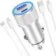 thumbnail image 1 of HAYAN [Apple MFi Certified] iPhone Fast Car Charger, 48W Dual Port USB C Power Delivery All Metal Car Adapter with 2 Pack Lightning Cable, PD/QC 3.0 Type C Rapid Car Charging for iPhone/iPad/Airpods, 1 of 1