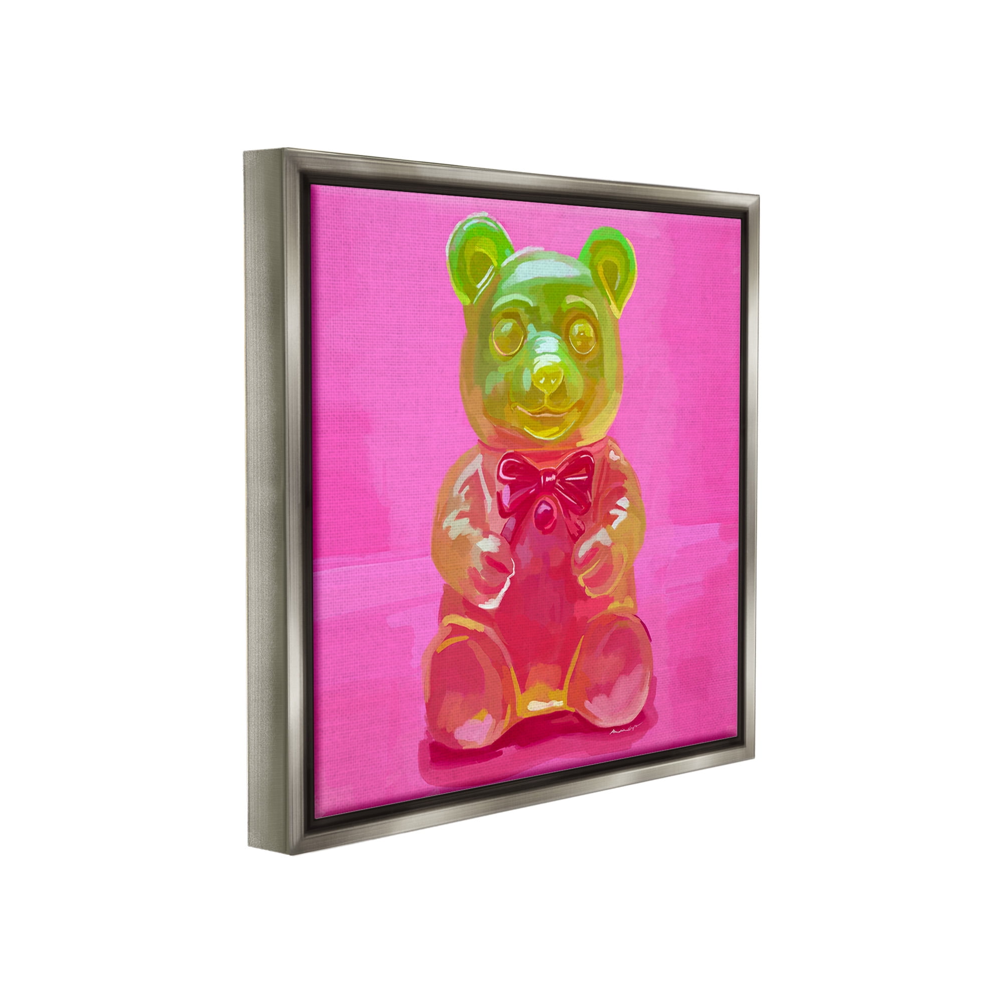 Stupell Industries Bold Candy Bear Food & Beverage Painting Gray Floater Framed Canvas Art Print Wall Art, 18 x 18