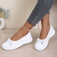 thumbnail image 3 of BOERTEU Women Breathable Knit Flat Walking Shoes, Bow Decor Slip On Casual Loafers, Lightweight Non Slip Platform Daily Sneakers, 3 of 6