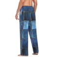 thumbnail image 6 of Dark Blue Square Mosaic Mens Cotton Pajama Pant Sleep and Lounge Bottons with Pockets, 6 of 7