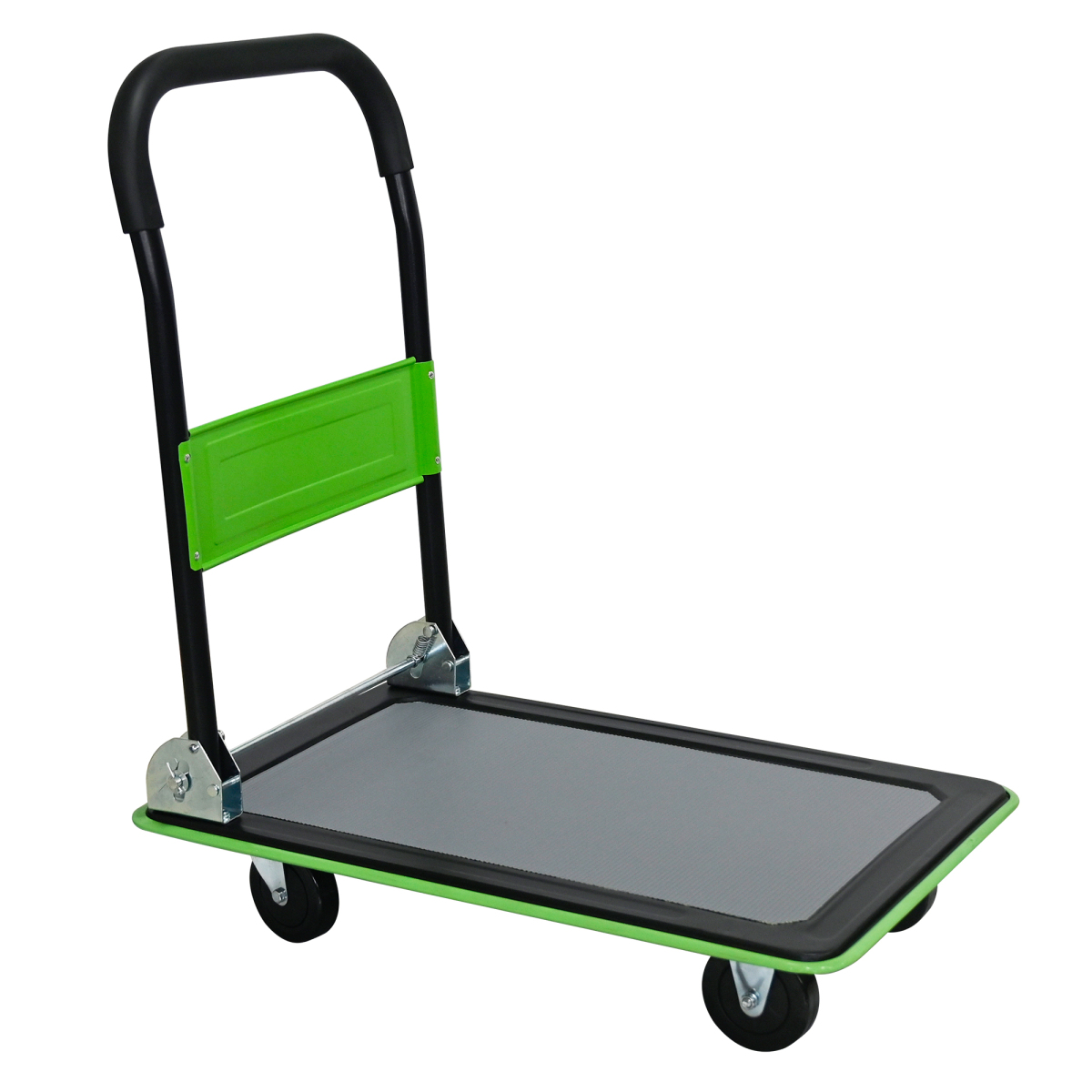 Flatbed Cart, 330lbs Heavy Duty Capacity Platform Hand Truck 360 Degree Swivel Wheels Foldable Push Hand Cart for Loading and Storage, Warehouse-Green