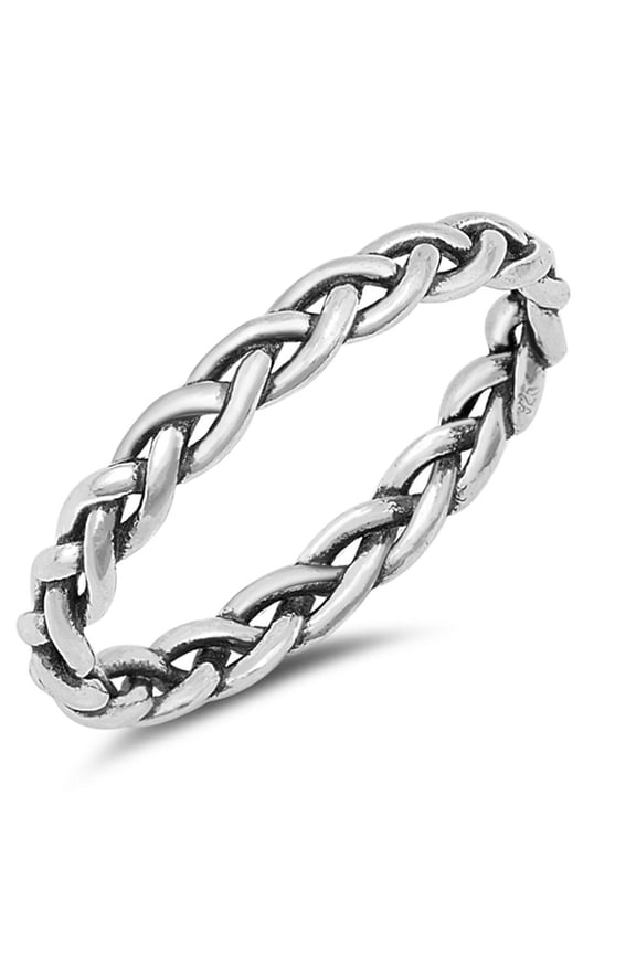 Oxidized Rope Knot Twist Stackable Ring .925 Sterling Silver Band Jewelry Female Male Unisex Size 10