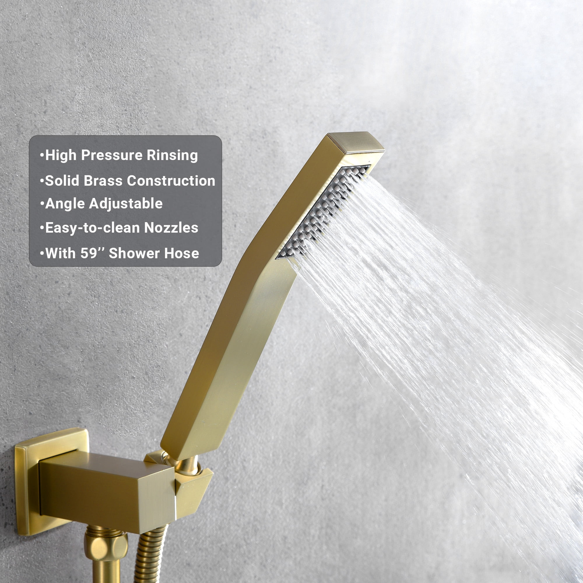 Shower Jets Rain Shower System with 12'' Ceiling Shower & Hand Shower, Brushed Gold Overhead Full Body Shower System with Body Shower Spray Jets Rain Shower Set