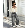 thumbnail image 3 of OYYN Girls Jeans High Waist Cargo Jeans Light Wash Wide Leg Denim Pants with Multi Pockets 7-14 Y, 3 of 7