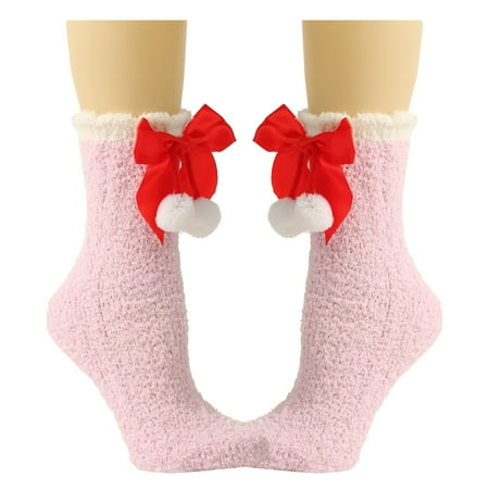 

koaiezne Women Socks Bowknot Pure Color Socks Over Festival Christmas