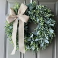 thumbnail image 5 of Cosmug 18 Inch Linen Bow Simulation Wreath Lintel Wall Decoration Front Door Hanging Garland Spring Summer Fall Winter Year Round Farmhouse Home Porch Window Indoor Outdoor Decor Flower Wreath *1, 5 of 9