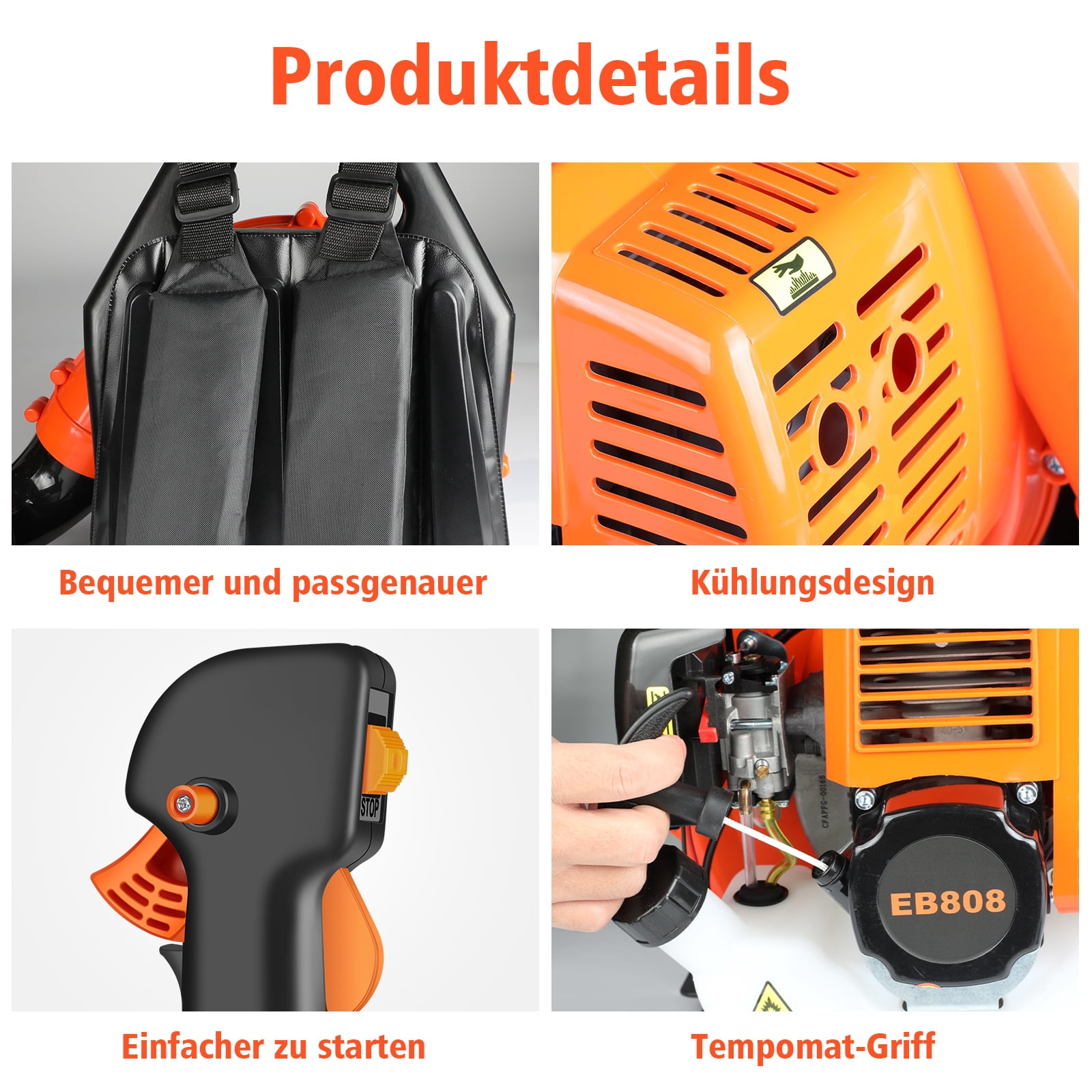 43CC Backpack Gas Powered Leaf Blower, 665CFM 2800 RPM 2-Stroke Powerful Lightweight Gasoline Grass Lawn Blower with 1.7L Fuel Tank for Yard Lawn Care, Snow Removal