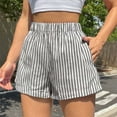 thumbnail image 2 of Women's Summer Shorts Stylish Vertical Stripe High Waist Wide Leg Beach Casual Jean Shorts XS-3XL, 2 of 5