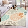 thumbnail image 2 of Coastal Turquoise Washable Rug 3x5 Area Rug for Living Room Bedroom Non Slip Indoor Floor Rectangle Carpet Low Pile Large Ocean Coral Starfish Shell Modern Sea Entryway Rugs for Dining Room Office, 2 of 9