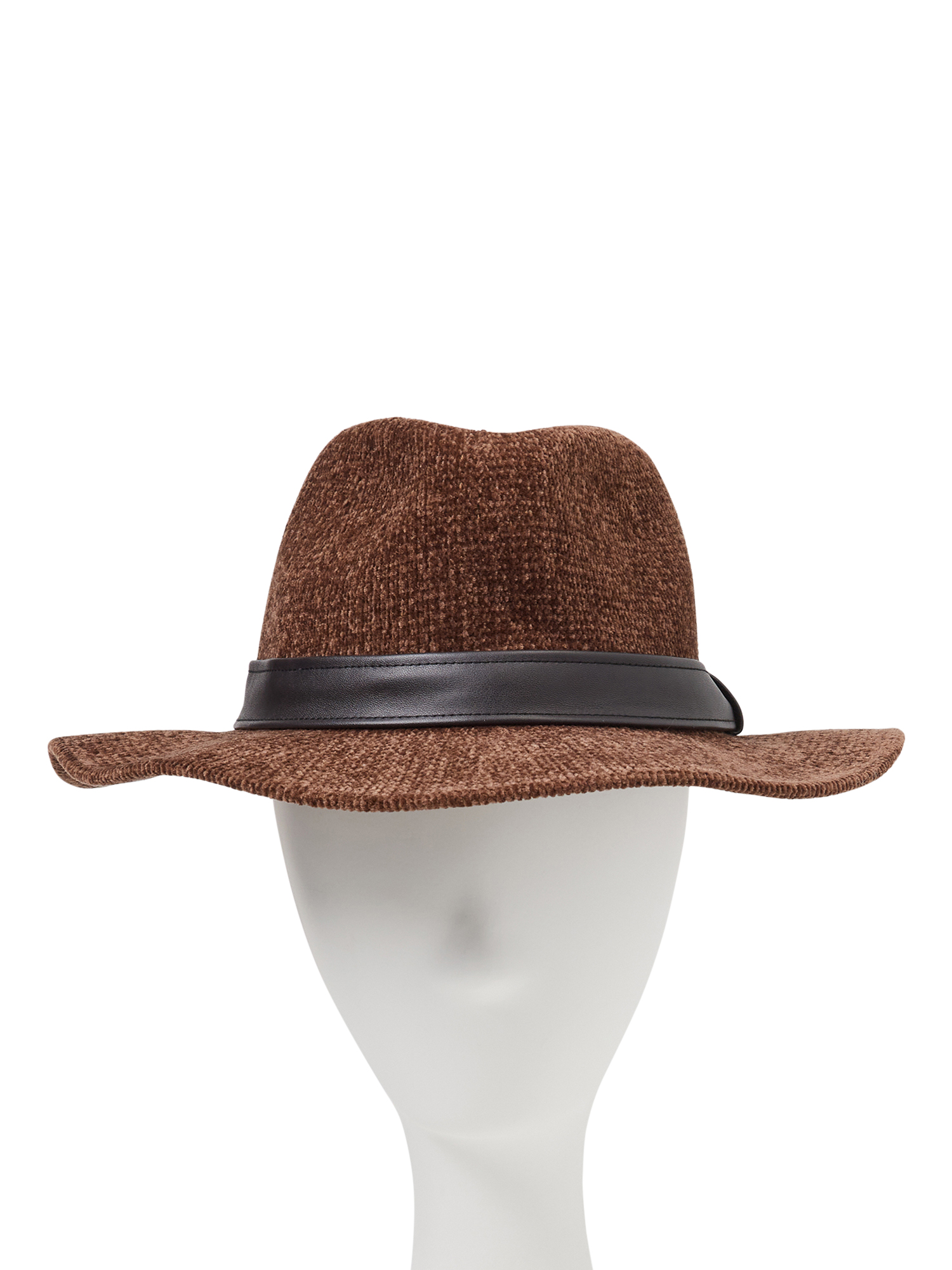 Scoop Adult Female Chenille Fedora with Faux Leather Trim - image 3 of 3