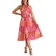 thumbnail image 1 of Vestido de verano bohemio Inspire Chic para mujer, sin mangas, con cuello halter, vestido midi casual con estampado floral en color rojo rosa, 1 of 6