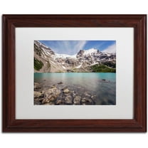 Trademark Fine Art 'Turquoise Blue Lake' Canvas Art by Pierre Leclerc, White Matte, Wood Frame