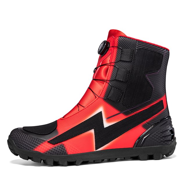 Bottes et Chaussures de Moto Toutes Saisons pour Hommes et Femmes, Noir Rouge, 41