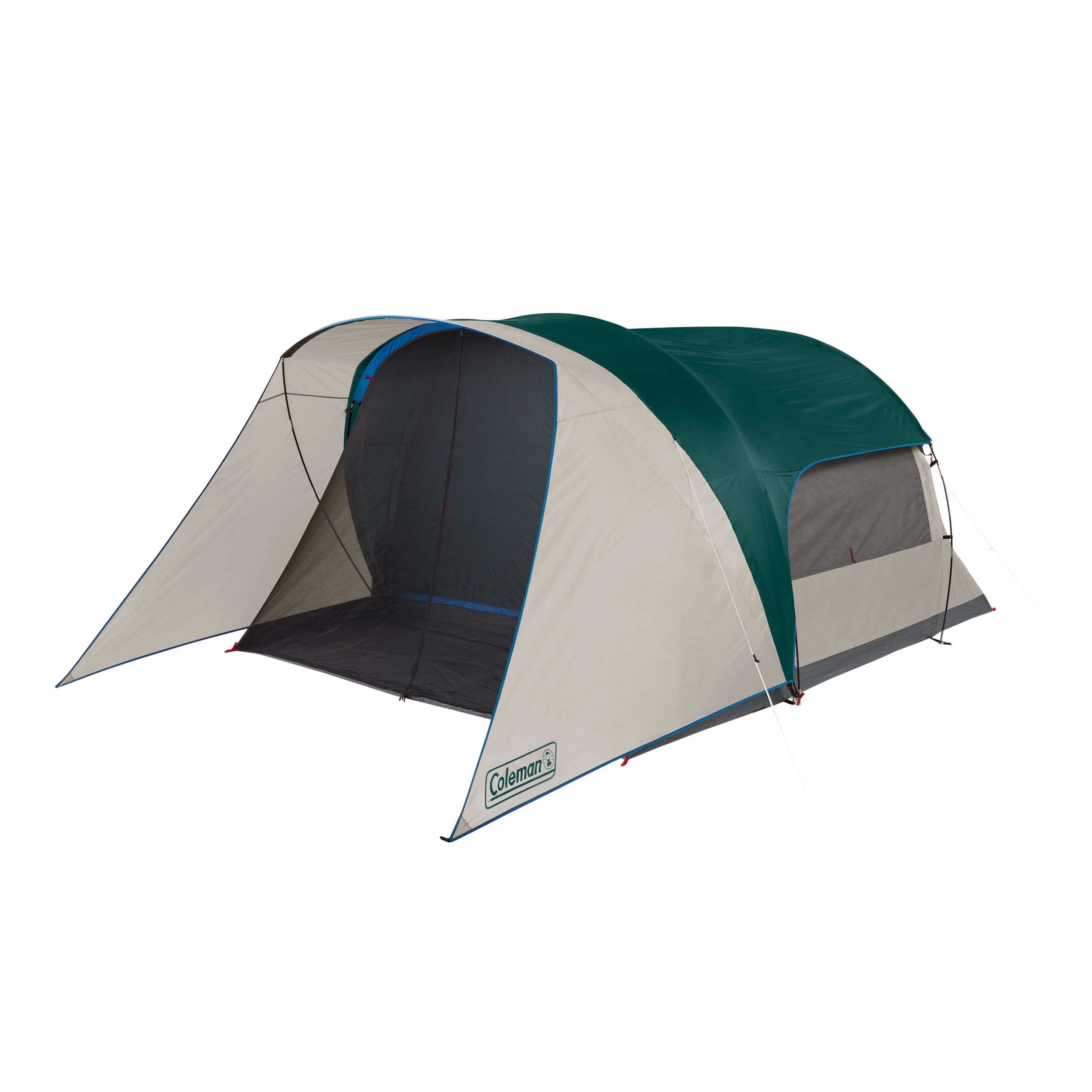 Coleman 6 Person Cabin Tent with Screened Porch, 2 Rooms, Green