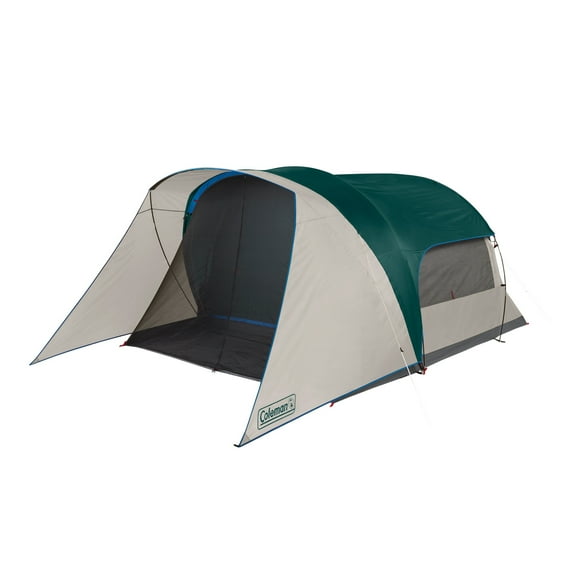 Coleman Cabin Camping Tent with Screen Room | 6 Person Cabin Tent with Screened Porch, Evergreen