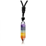 Jovivi 7 Chakra Stone Necklace for Men Women Adjustable Rope Gemstone Point Healing Crystal Natural Stone Pendant Necklaces Yoga Jewelry