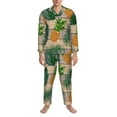thumbnail image 4 of Kll Pineapples Palm Leaves Sleepwear Mens Flannel Pajamas,Long Cotton Pj Set, 4 of 9