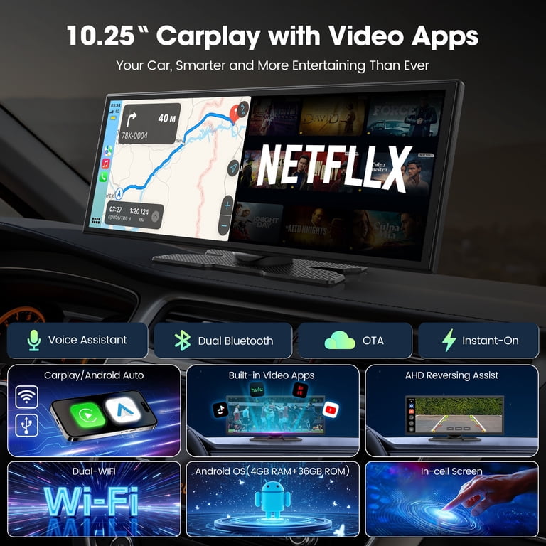 Lamtto, CarStereo, Wireless CarPlay Android Auto 10.25